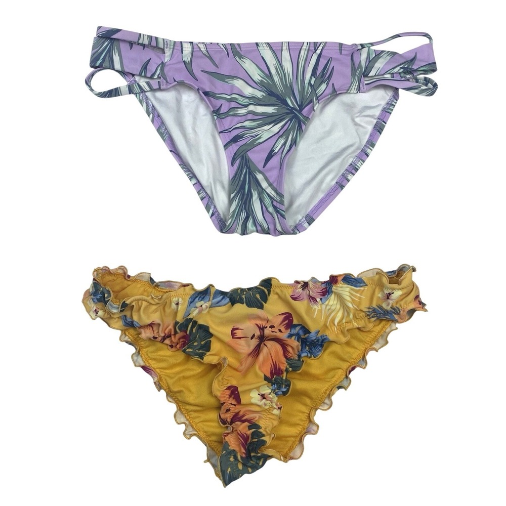 Hollister & VS Pink Swim Bikini Bottoms Women's Medium Multicolor‎ Floral Cheeky